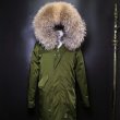 画像2: Woman's Real Silver Fox Fur Liner Loose Warm Coat Jacket　リアルファーフード&ライナー付ミリタリーモッズコート (2)