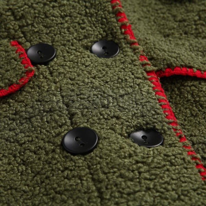 画像4:  women's   fakelamb fur loose coat シンプルダブルテーラードコート  (4)