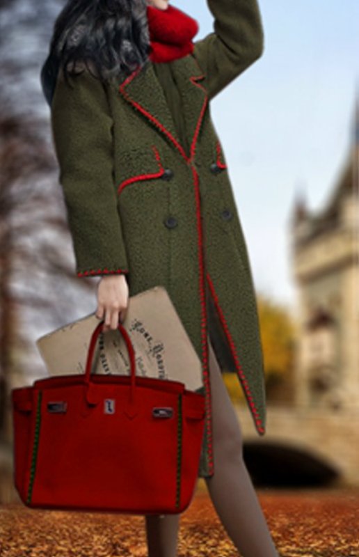 画像3:  women's   fakelamb fur loose coat シンプルダブルテーラードコート  (3)