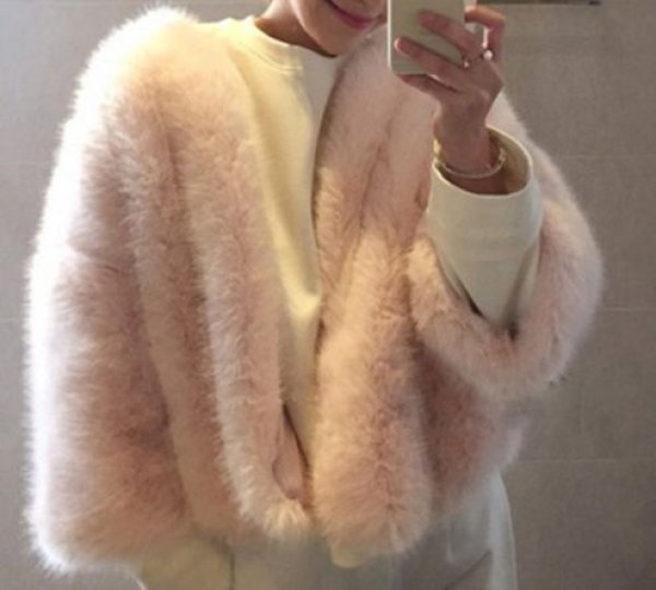 画像2: Fake mink coat & shawl set jacket coat  Short coat フェイクミンク調ファーショトコート＆ストールセット　ジャケット (2)