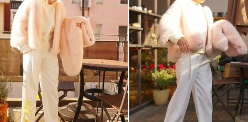 画像5: Fake mink coat & shawl set jacket coat  Short coat フェイクミンク調ファーショトコート&ストールセット ジャケット (5)