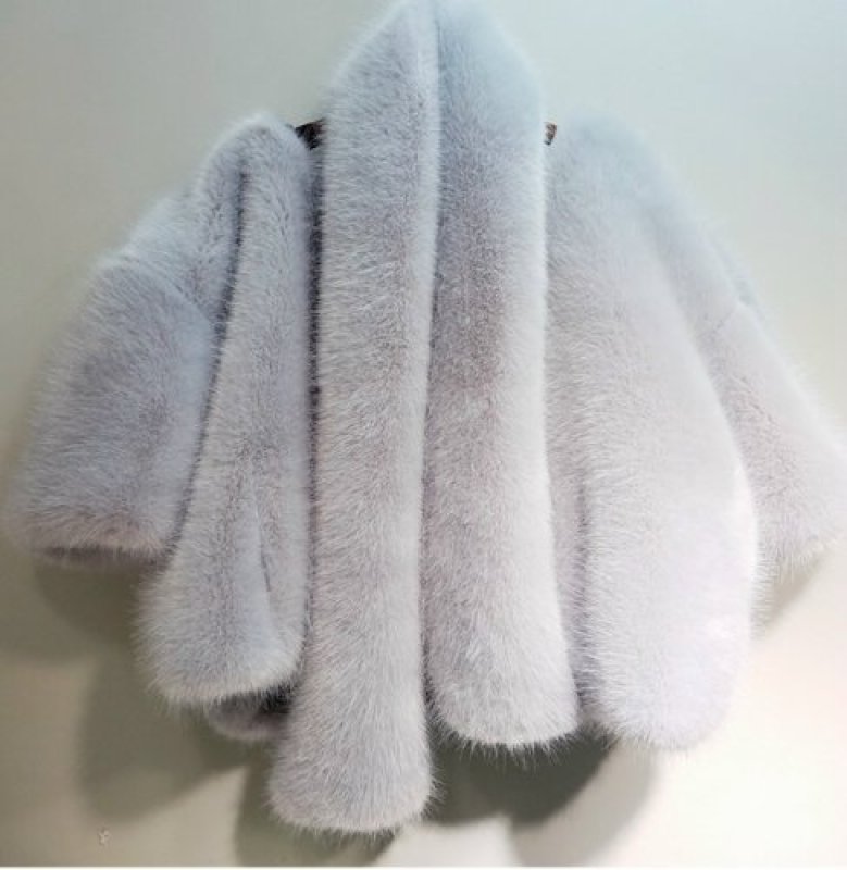 画像7: Fake mink coat & shawl set jacket coat  Short coat フェイクミンク調ファーショトコート&ストールセット ジャケット (7)