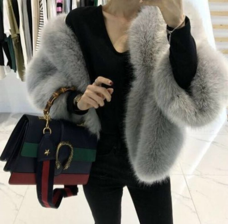 画像4: Fake mink coat & shawl set jacket coat  Short coat フェイクミンク調ファーショトコート&ストールセット ジャケット (4)