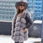 画像1: Women's Real fox fur vest Front 6 block  リアルフォックスファーベスト (1)