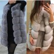 画像7: Women's Real fox fur vest Front 6 block  リアルフォックスファーベスト (7)