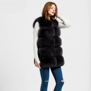 Bicolor Real Fox Fur Vest バイカラー2トーン リアルフォックスファー