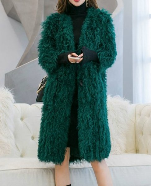 Women's real lamb fur coat jacket リアルラムモンゴリアンファーロング丈コート プラスサイズあり - CREA WEB  SHOP |クレアウェブショップ