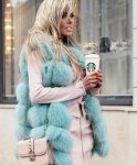 画像2: Women's Real fox fur vest Front 6 block  リアルフォックスファーベスト (2)