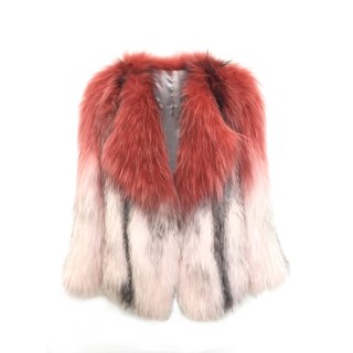 Women Real Red Silver Fox Fur Coat シルバーフォックスファーコート 