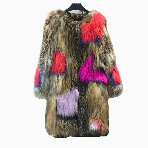 画像1: Real fox fur Haining coat  リアルフォックスファーロングコート　ジャケット (1)