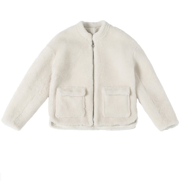 画像1: sheep cut cashmere short section fur coat motorcycle jacket women's sheepskin fur coat リアルシープスキンショートファージャケット (1)