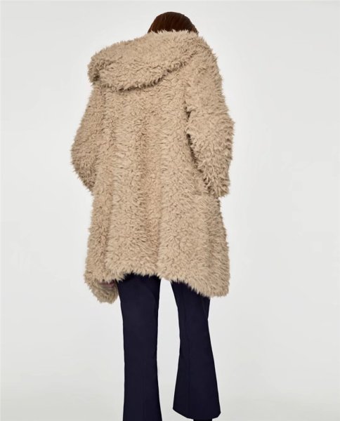 画像4: women's imitation fur pocket hood coat jacket フェイクファーフーディーフードコート ジャケット　 (4)