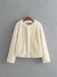 画像10: women's short section of artificial fur  coat jacket フェイクファーモコモコノーカラージャケット　ブルゾン (10)