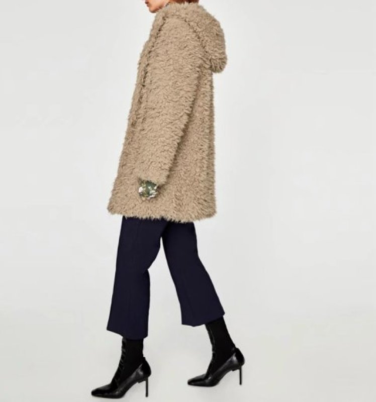 画像3: women's imitation fur pocket hood coat jacket フェイクファーフーディーフードコート ジャケット　 (3)