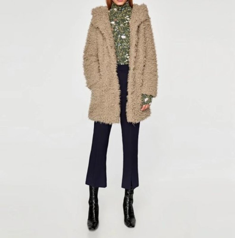 画像2: women's imitation fur pocket hood coat jacket フェイクファーフーディーフードコート ジャケット　 (2)