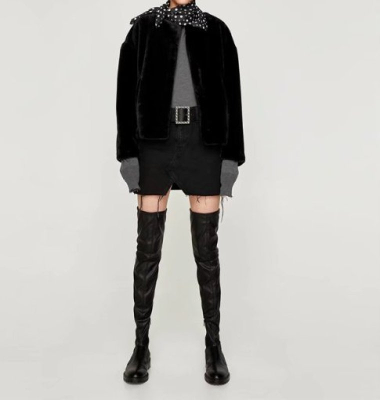 画像3: women's short section of artificial fur  coat jacket フェイクファーモコモコノーカラージャケット　ブルゾン (3)