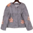 画像2: women's sweet rabbit fur coat ラビットファーフラワー柄付ハーフコート ジャケット　 (2)