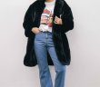 画像4: women'sFake fur warm coat フェイクファーノーカラーロングコート ジャケット　 (4)