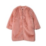 画像2: women'sFake fur warm coat フェイクファーノーカラーロングコート ジャケット　 (2)