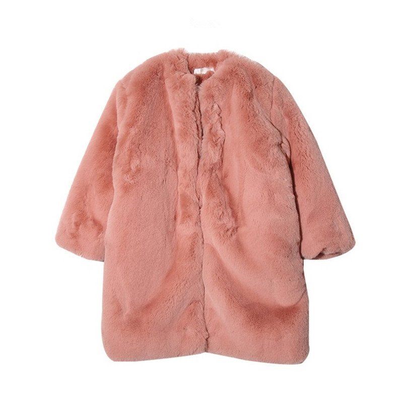 画像2: women'sFake fur warm coat フェイクファーノーカラーロングコート ジャケット　 (2)