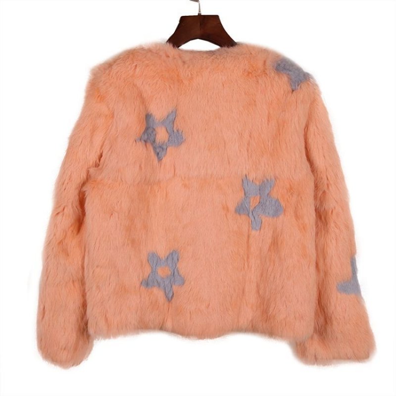 画像3: women's sweet rabbit fur coat ラビットファーフラワー柄付ハーフコート ジャケット　 (3)