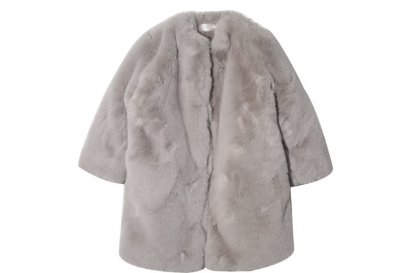 画像1: women'sFake fur warm coat フェイクファーノーカラーロングコート ジャケット　 (1)
