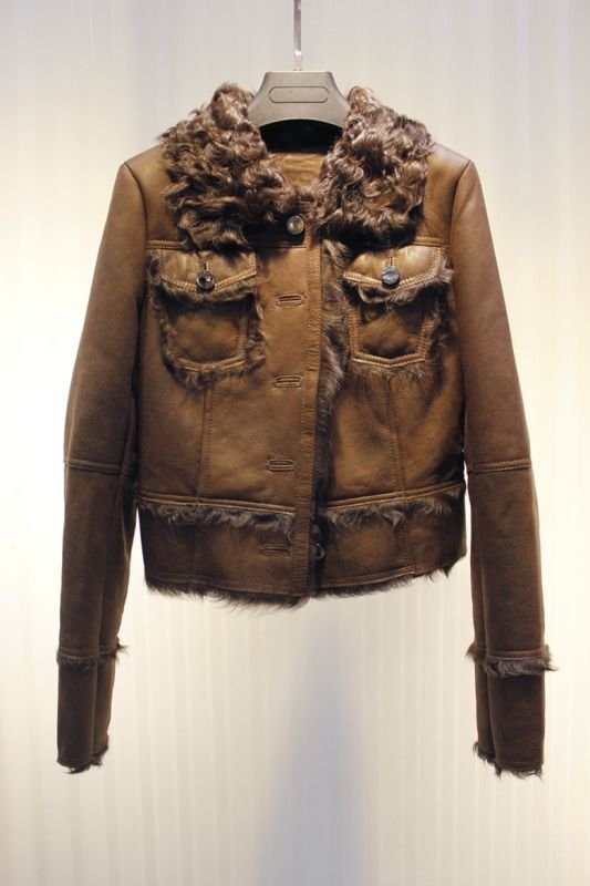 画像3: lambs fur one piece of cracked light locomotive short section fur coat Jacket リアルラムシープスキンファージャケット　ブルゾン　コート (3)