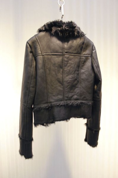 画像5: lambs fur one piece of cracked light locomotive short section fur coat Jacket リアルラムシープスキンファージャケット　ブルゾン　コート (5)