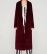 画像1: women's vintage wine red velvet long section thick coat tail coat  ビンテージスタイルキルティングベルベットロングコート ジャケット　 (1)