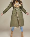 画像4: women's   Real Fox Fur Collar Military Parka Detachable Lining casual Coat long outwear フォックスファー付ロングコート ジャケット　 (4)