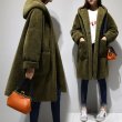 画像6: women's Lamb Wool Hooded Woolen casual Coat ラムウールフーディーロングコート ジャケット　 (6)