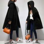画像7: women's Lamb Wool Hooded Woolen casual Coat ラムウールフーディーロングコート ジャケット　 (7)