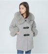 画像4: women's real fox fur loose overcoatJackets  coat リアルフォックスファー襟＆袖付きルーズスタイルコート　ジャケット (4)