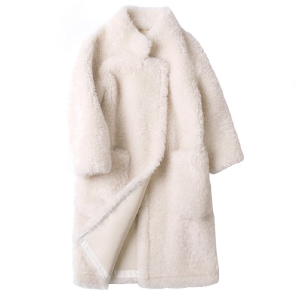 画像1: women's Loose sheep sheathed coat リアルシープスキンシンプルロングコート (1)