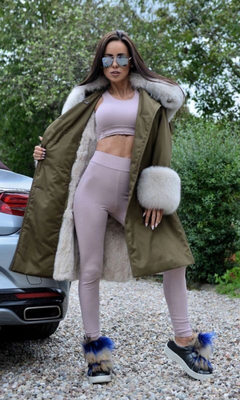 画像10: women's Real Fox Fur Hood Real Rex Rabbit Fur Lining Long Coatリアルフォックスファーフードファーロングコート (10)