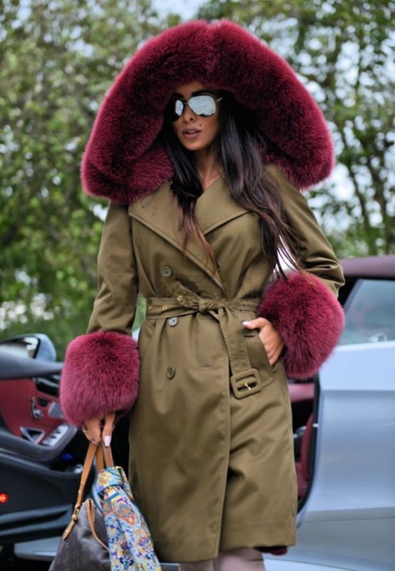 画像14: women's Real Fox Fur Hood Real Rex Rabbit Fur Lining Long Coatリアルフォックスファーフードファーロングコート (14)