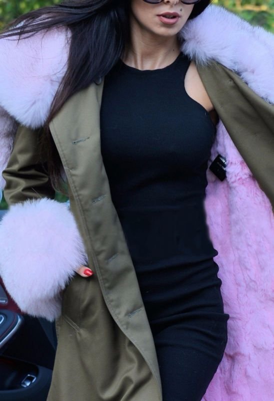 画像13: women's Real Fox Fur Hood Real Rex Rabbit Fur Lining Long Coatリアルフォックスファーフードファーロングコート (13)