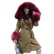 画像2: women's Real Fox Fur Hood Real Rex Rabbit Fur Lining Long Coatリアルフォックスファーフードファーロングコート (2)