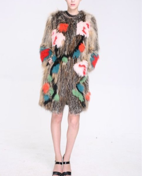 画像1: womens fur coats colored real fox fur coat Jacket Coat リアルフォックスファーカラフルロングコート　ジャケット (1)