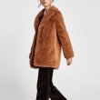 画像4: women's camel coat wool fur coat　フェイクファー　モコモコラペルコート (4)