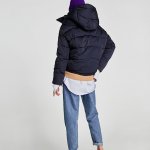 画像4: women's quilted black scarf decorative stitching short black bread Jacket blousonキルティングステッチ マフラーダウンジャケット　ブルゾンコート (4)