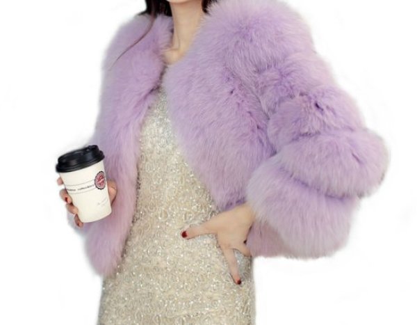 画像4: women's Fake Fox half fur coatフェイクフォックスファーショート　ハーフコートプラス大きなサイズあり (4)