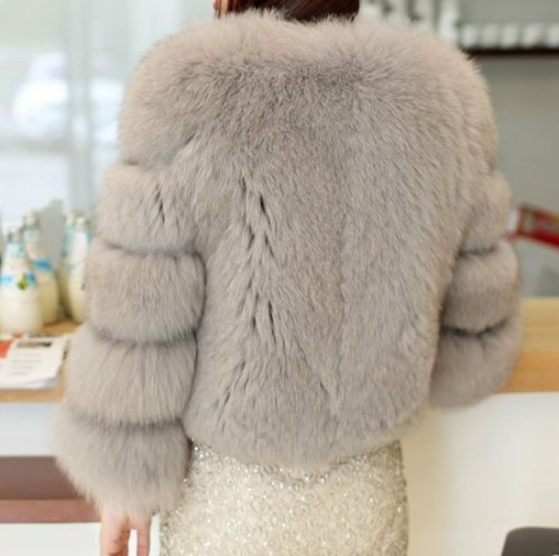 画像7: women's Fake Fox half fur coatフェイクフォックスファーショート　ハーフコートプラス大きなサイズあり (7)