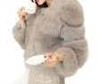 画像6: women's Fake Fox half fur coatフェイクフォックスファーショート　ハーフコートプラス大きなサイズあり (6)