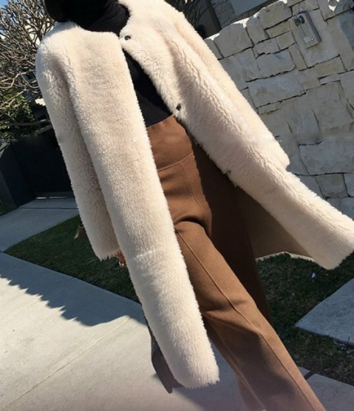 画像4: women's lambskin long fur coatフェイクシープスキンロングコート　 (4)