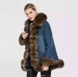 画像8: Real Fox Fur Collar& Trim Denim Long Jacket デニムジーンズロング丈 リアルフォックスファージャケットコート (8)