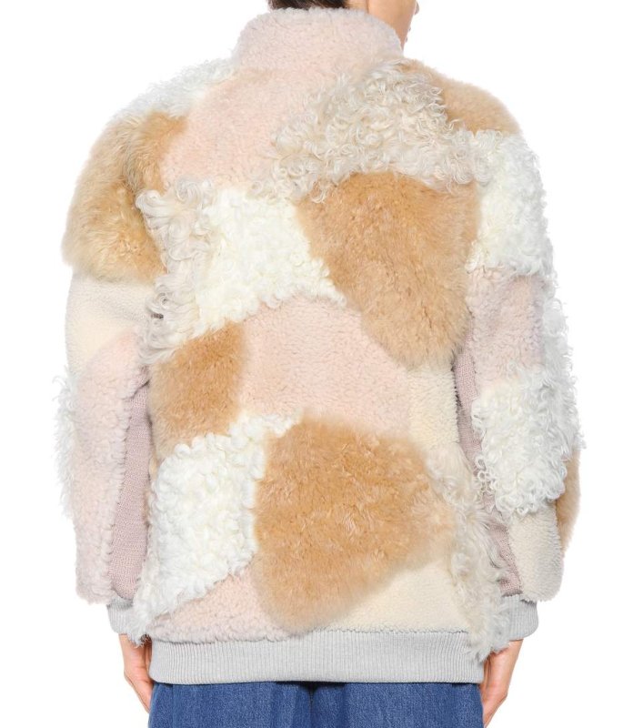 画像3: women's  Real Fur Spliced Jacket Fur coat リアルシープスキンパッチワークジャケット　ブルゾン　コート (3)