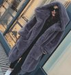 画像3: women's fake  Beaver Rabbit Hair Thick Long Hair Coats Fur Coatフェイクファーフーディージップロング コート　 (3)