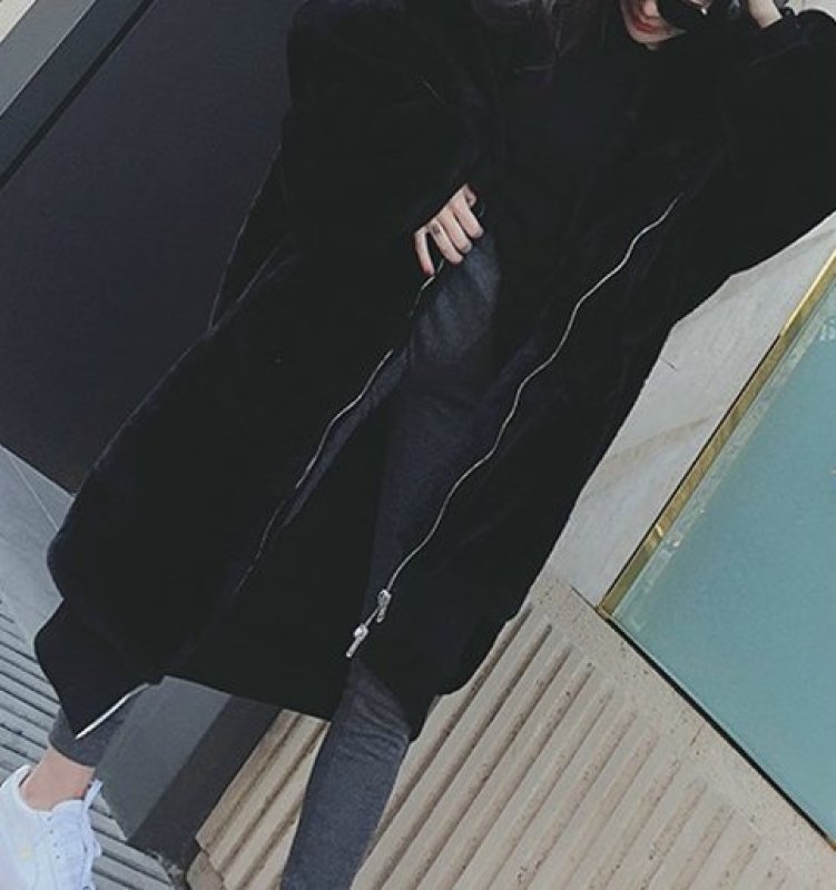 画像4: women's fake  Beaver Rabbit Hair Thick Long Hair Coats Fur Coatフェイクファーフーディージップロング コート　 (4)