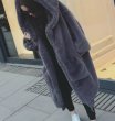 画像2: women's fake  Beaver Rabbit Hair Thick Long Hair Coats Fur Coatフェイクファーフーディージップロング コート　 (2)